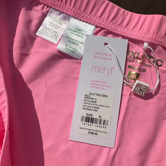🆕 Lilly Pulitzer Frida Scallop Polo Dress UPF 50+ Rousseau Pink With Shorts - Picture 10 of 10